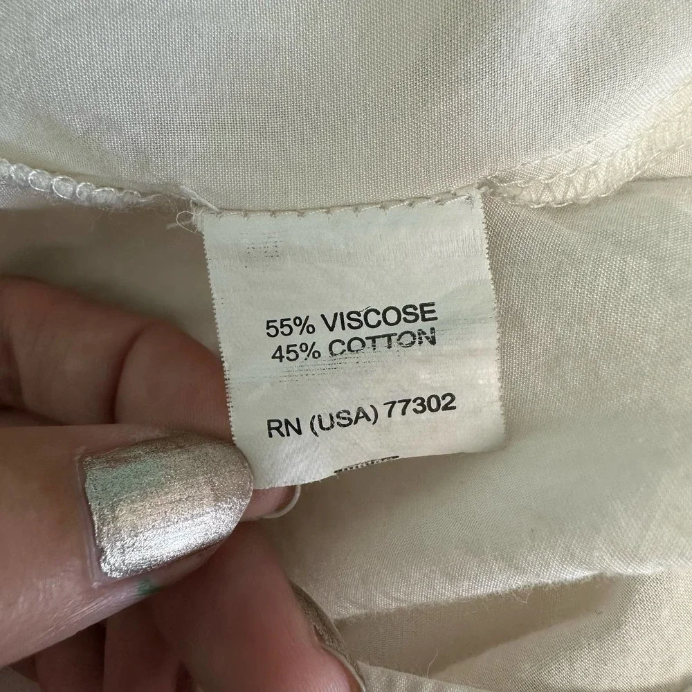 Womens Tunic Top Size M White 3/4‎ Sequins Sleeve Resort Vacation Cruise Beach